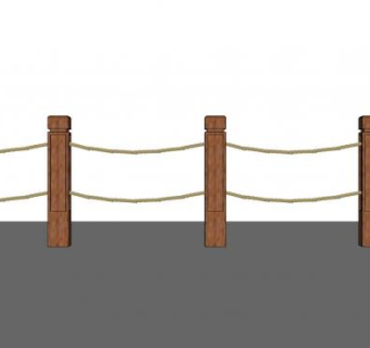 河岸边防腐木护栏su模型下载_sketchup草图大师SKP模型
