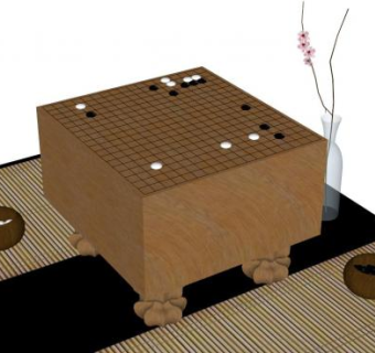 围棋棋桌su模型下载_sketchup草图大师SKP模型
