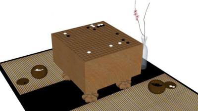 围棋棋桌su模型下载_sketchup草图大师SKP模型