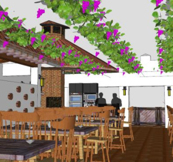 现代露天快餐店SU模型下载_sketchup草图大师SKP模型
