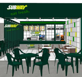 地铁站奶茶店SU模型下载_sketchup草图大师SKP模型