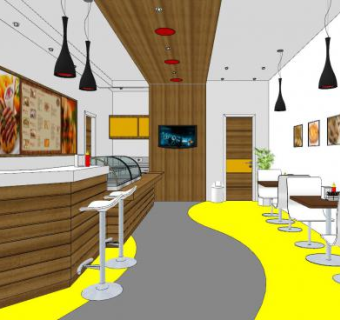 现代速食快餐店SU模型下载_sketchup草图大师SKP模型