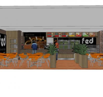 现代咖啡店快餐店SU模型下载_sketchup草图大师SKP模型