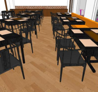 现代快餐店布置SU模型下载_sketchup草图大师SKP模型