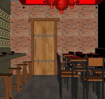 中式快餐店SU模型下载_sketchup草图大师SKP模型
