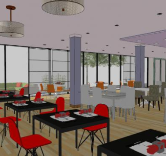 新中式快餐店sketchup模型下载_sketchup草图大师SKP模型