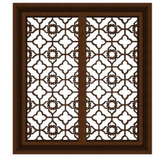 木质窗户su模型下载_sketchup草图大师SKP模型