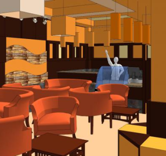 现代快餐店餐饮SU模型下载_sketchup草图大师SKP模型