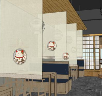 日式餐馆su模型下载_sketchup草图大师SKP模型