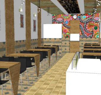 现代快餐店墙饰装饰SU模型下载_sketchup草图大师SKP模型