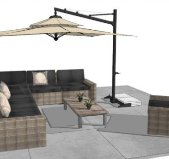 室外休息桌椅su模型下载_sketchup草图大师SKP模型