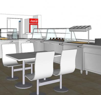 极简餐厅餐饮店SU模型下载_sketchup草图大师SKP模型