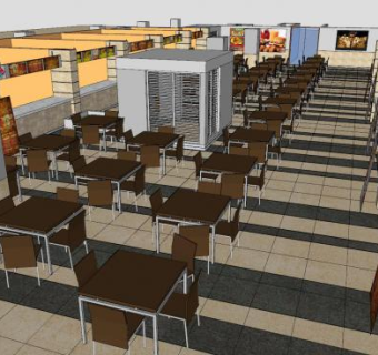 现代快餐店室内设计SU模型下载_sketchup草图大师SKP模型