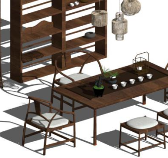 现代茶台su模型下载_sketchup草图大师SKP模型