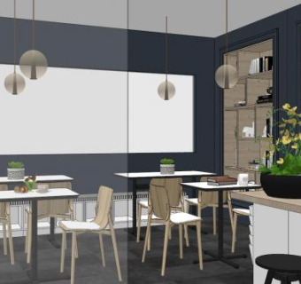 简欧餐厅设计SU模型下载_sketchup草图大师SKP模型