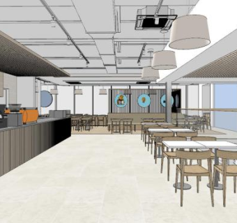 简约快餐店设计SU模型下载_sketchup草图大师SKP模型