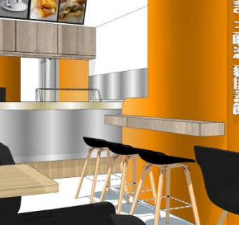 北欧速食快餐店SU模型下载_sketchup草图大师SKP模型