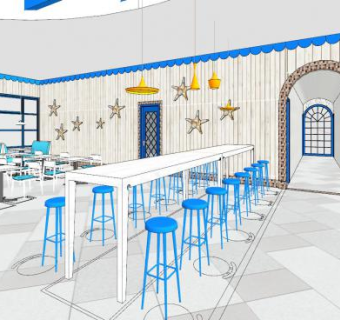 北欧小清新快餐店SU模型下载_sketchup草图大师SKP模型