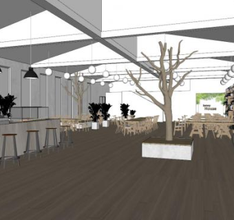 简约风快餐厅SU模型下载_sketchup草图大师SKP模型