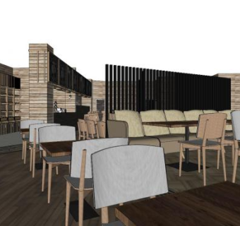 北欧复古餐厅设计SU模型下载_sketchup草图大师SKP模型