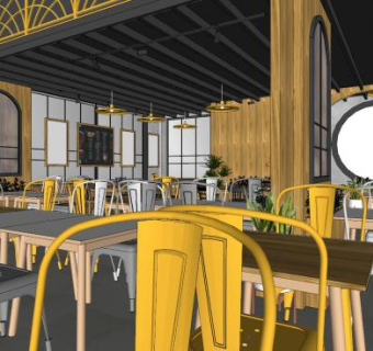 欧式快餐店室内SU模型下载_sketchup草图大师SKP模型