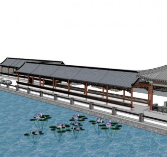 古建筑廊架su模型下载_sketchup草图大师SKP模型