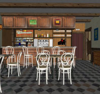欧式复古快餐店SU模型下载_sketchup草图大师SKP模型