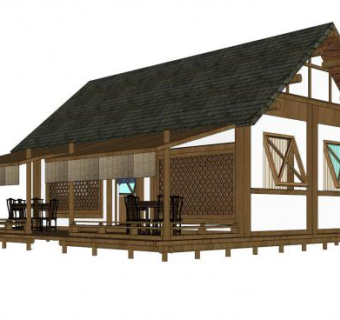 东南亚快餐店SU模型下载_sketchup草图大师SKP模型