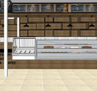 现代快餐店吧台柜SU模型下载_sketchup草图大师SKP模型
