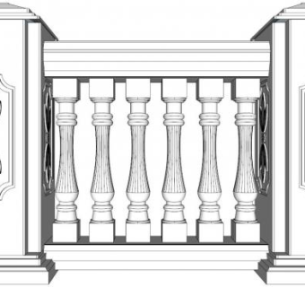 花瓶柱围墙su模型下载_sketchup草图大师SKP模型