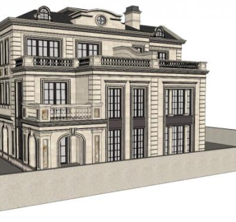 别墅外观su模型下载_sketchup草图大师SKP模型
