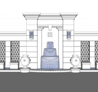 欧式背景墙su模型下载_sketchup草图大师SKP模型