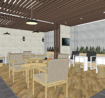 现代餐饮快餐店SU模型下载_sketchup草图大师SKP模型