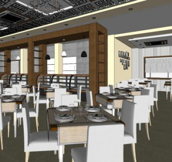 现代风格餐厅sketchup模型下载_sketchup草图大师SKP模型