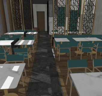 现代简约快餐店设计SU模型下载_sketchup草图大师SKP模型