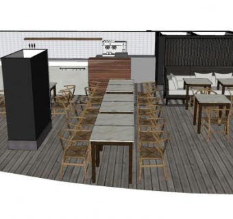 复古风快餐厅SU模型下载_sketchup草图大师SKP模型