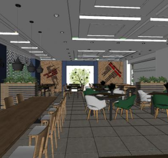 简欧风餐厅设计SU模型下载_sketchup草图大师SKP模型