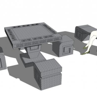 岩石桌椅su模型下载_sketchup草图大师SKP模型