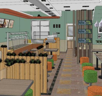 现代速食快餐厅SU模型下载_sketchup草图大师SKP模型
