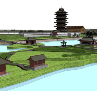 滨水公园景观小品su模型下载_sketchup草图大师SKP模型