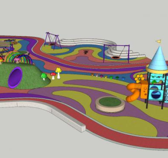 现代儿童游乐区设备SU模型下载_sketchup草图大师SKP模型