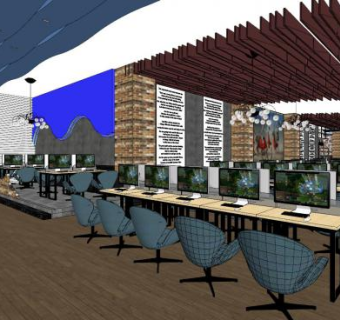 现代简约网吧SU模型下载_sketchup草图大师SKP模型