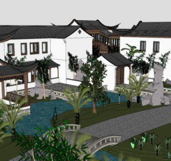简单园林su模型下载_sketchup草图大师SKP模型