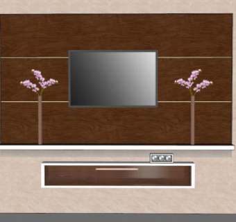 中式背景墙设计su模型下载_sketchup草图大师SKP模型