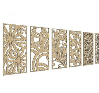 雕花隔断su模型下载_sketchup草图大师SKP模型