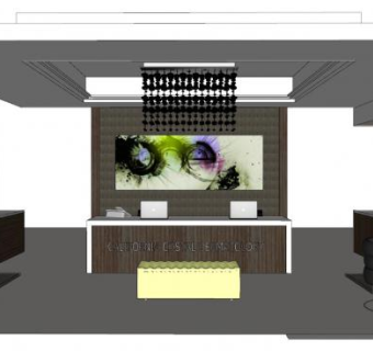 现代公司前台接待大厅SU模型下载_sketchup草图大师SKP模型