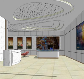 现代大理石办公前台SU模型下载_sketchup草图大师SKP模型