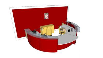 现代红色办公前台SU模型下载_sketchup草图大师SKP模型