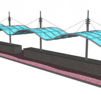 玻璃廊架su模型下载_sketchup草图大师SKP模型