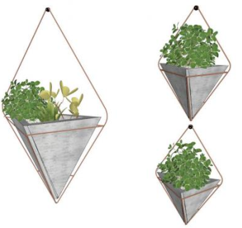 不锈钢吊篮花盆su模型下载_sketchup草图大师SKP模型